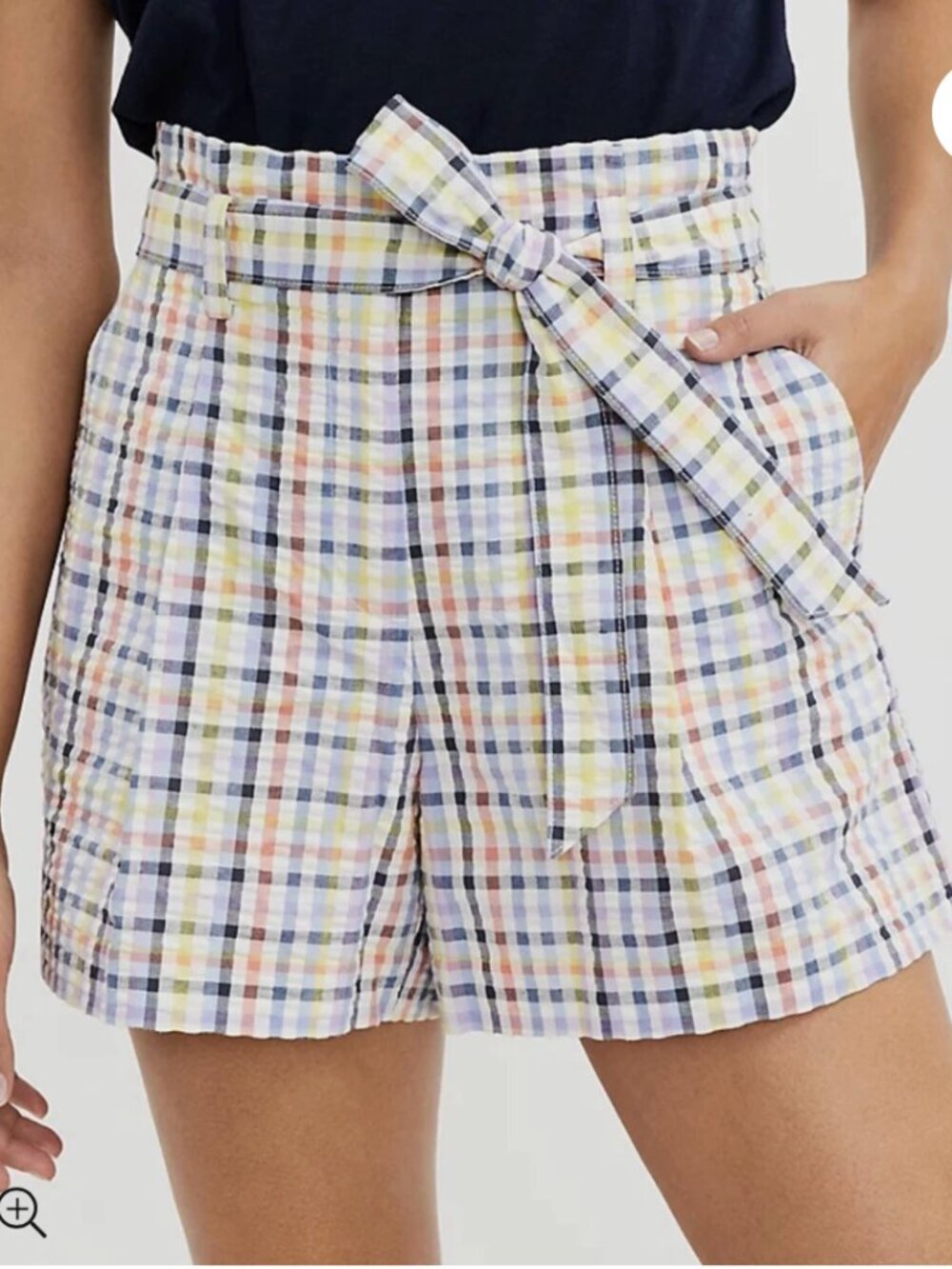 Loft (Ann Taylor) Plaid Belted Paper Bag High-Waisted Casual Shorts - Size L